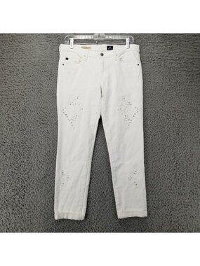 AG Adriano Goldschmied Jeans Womens 30 The Stilt White Cigarette Roll Up Cropped